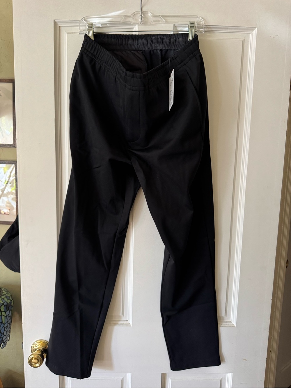 Men's Black Elastic-Waist Casual Pants